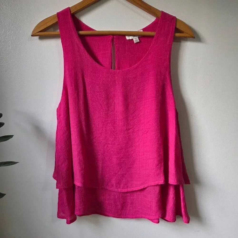 EUC UMGEE USA PINK SCOOP NECK LAYERED SWING TANK TOP SIZE SMALL